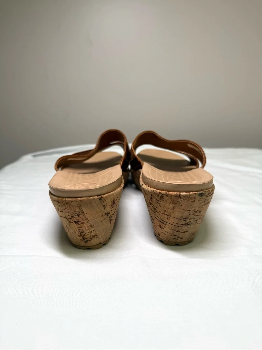 Crocs A-Leigh Double Strap Cork Wedge Slide Sandals Brown Leather W9